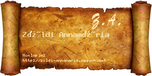 Zöldi Annamária névjegykártya